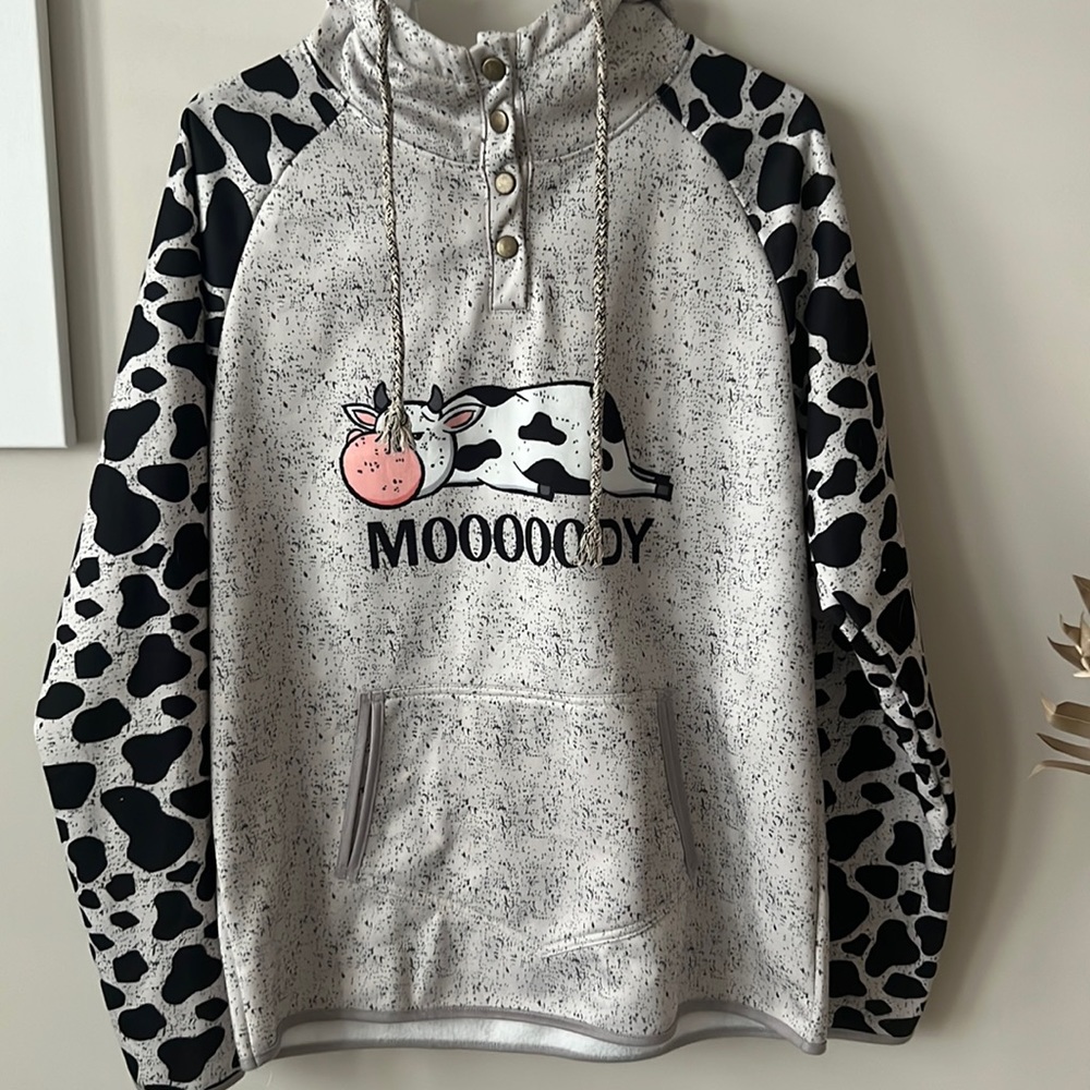 Moody Cow Hoodie Sweatshirt